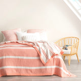Renee Taylor Brighton Washed Cotton Muslin Stripe Blanket - Mystic (OEKO-TEX Certified)