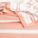 Renee Taylor Brighton Washed Cotton Muslin Stripe Blanket - Mystic (OEKO-TEX Certified)
