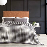 Renee Taylor Gingham Washed Cotton Muslin Reversible Blanket - Ash (OEKO-TEX Certified)