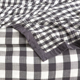 Renee Taylor Gingham Washed Cotton Muslin Reversible Blanket - Ash (OEKO-TEX Certified)