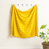 Renee Taylor Wave Tufted Cotton Chenille Decorative Throw Blanket - Mustard (130 x 200cm)
