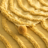 Renee Taylor Wave Tufted Cotton Chenille Decorative Throw Blanket - Mustard (130 x 200cm)
