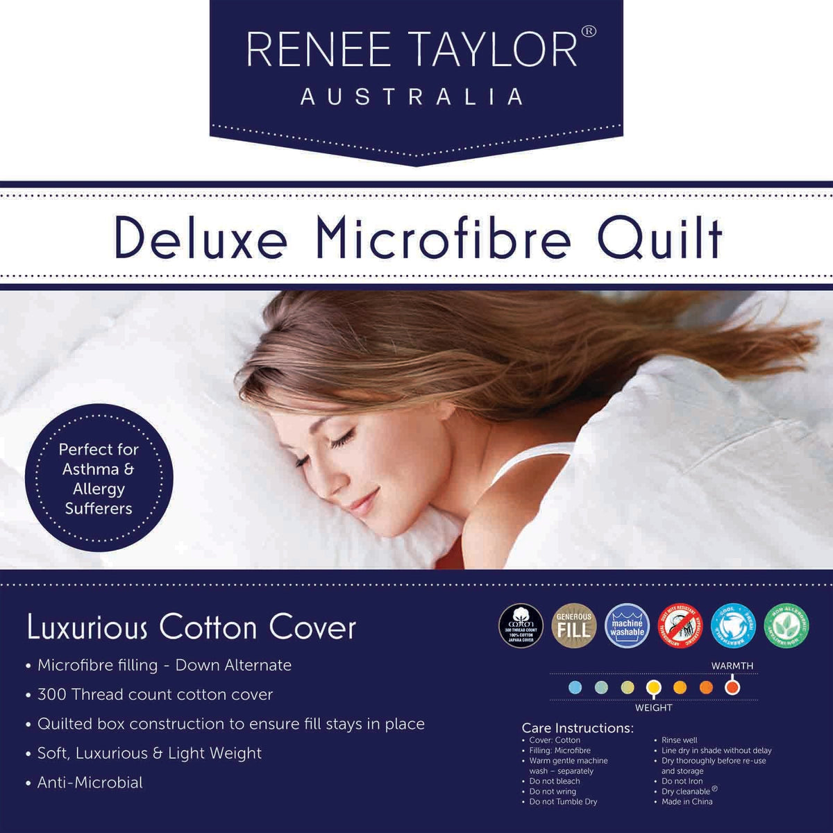 Renee Taylor Deluxe High Loft Kids Quilt (600 GSM Microfibre Fill, Cotton Cover)