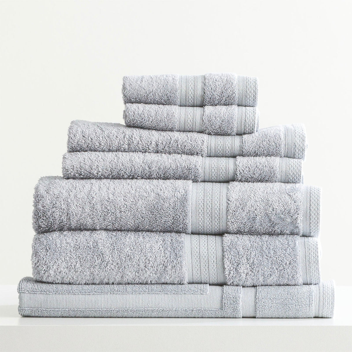 Renee Taylor Stella 650 GSM Bamboo Cotton Bath Towel Set - Silver (2 to 14 Piece Packs)