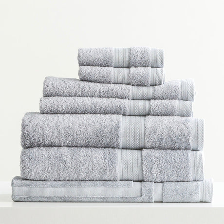 Renee Taylor Stella 650 GSM Bamboo Cotton Bath Towel Set - Silver (2 to 14 Piece Packs)