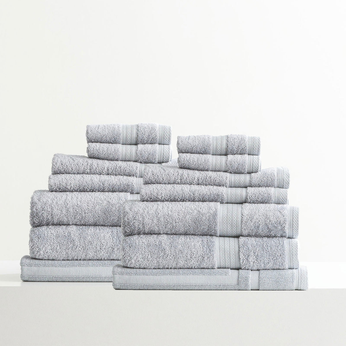Renee Taylor Stella 650 GSM Bamboo Cotton Bath Towel Set - Silver (2 to 14 Piece Packs)
