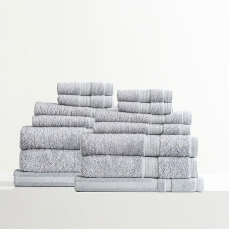 Renee Taylor Stella 650 GSM Bamboo Cotton Bath Towel Set - Silver (2 to 14 Piece Packs)