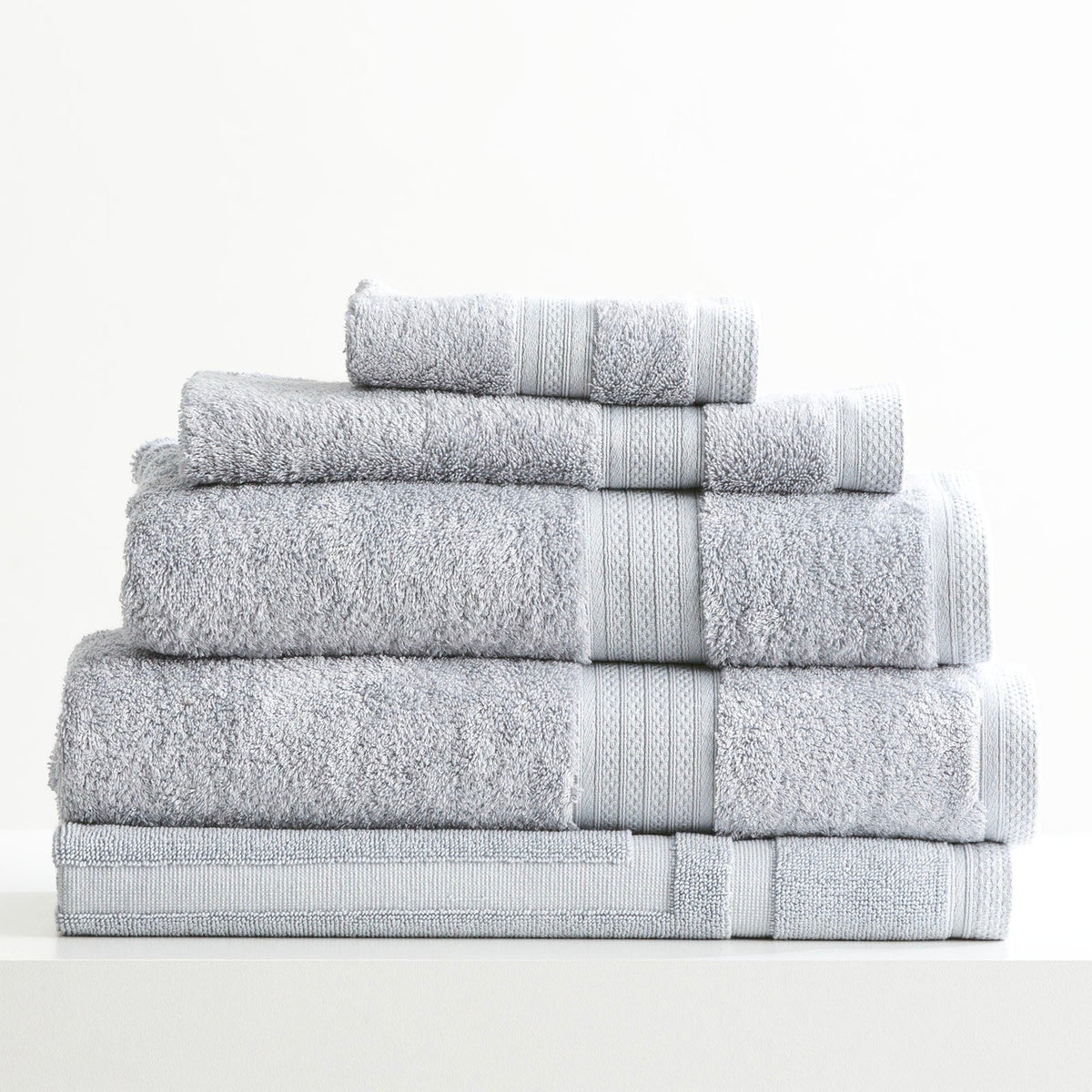 Renee Taylor Stella 650 GSM Bamboo Cotton Towels - Silver (Bath, Hand & Face Towel/Bath Sheet & Bath Mat)