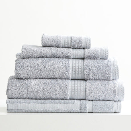 Renee Taylor Stella 650 GSM Bamboo Cotton Towels - Silver (Bath, Hand & Face Towel/Bath Sheet & Bath Mat)