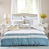 Renee Taylor Benitta 300TC Cotton Reversible Quilt Cover Set - Indigo (OEKO-TEX Certified)