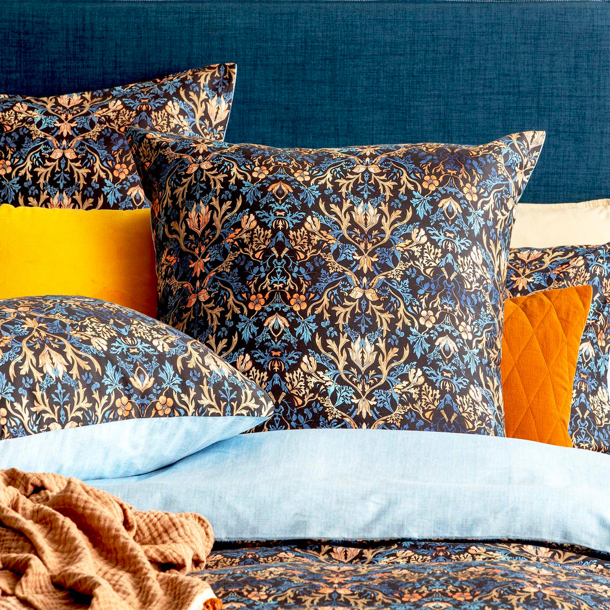 Renee Taylor Blackthorn 300TC Cotton Reversible Quilt Cover Set (OEKO-TEX Certified)