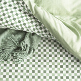 Renee Taylor Chessboard 300TC Cotton Reversible Quilt Cover Set - Sage (OEKO-TEX Certified)