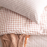 Renee Taylor Alison Yarn Dyed Cotton Reversible Quilt Cover Set - Clay (OEKO-TEX Certified)