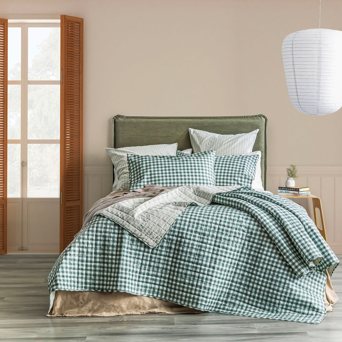 Renee Taylor Alison Yarn Dyed Cotton Reversible Quilted Coverlet Set - Forest (OEKO-TEX Certified Bedspread)