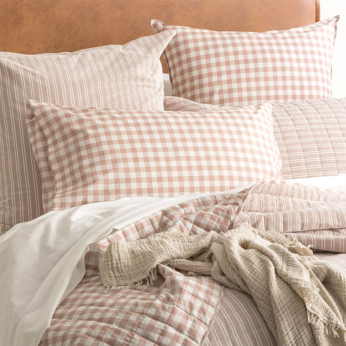 Renee Taylor Alison Yarn Dyed Cotton Reversible Quilted Coverlet Set - Clay (OEKO-TEX Certified Bedspread)