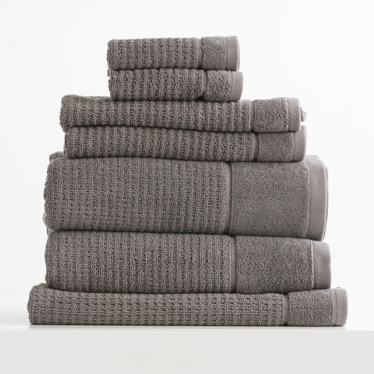 Renee Taylor Cambridge 650 GSM Waffle Cotton Bath Towel Set - Fossil (2 to 14 Piece Packs)