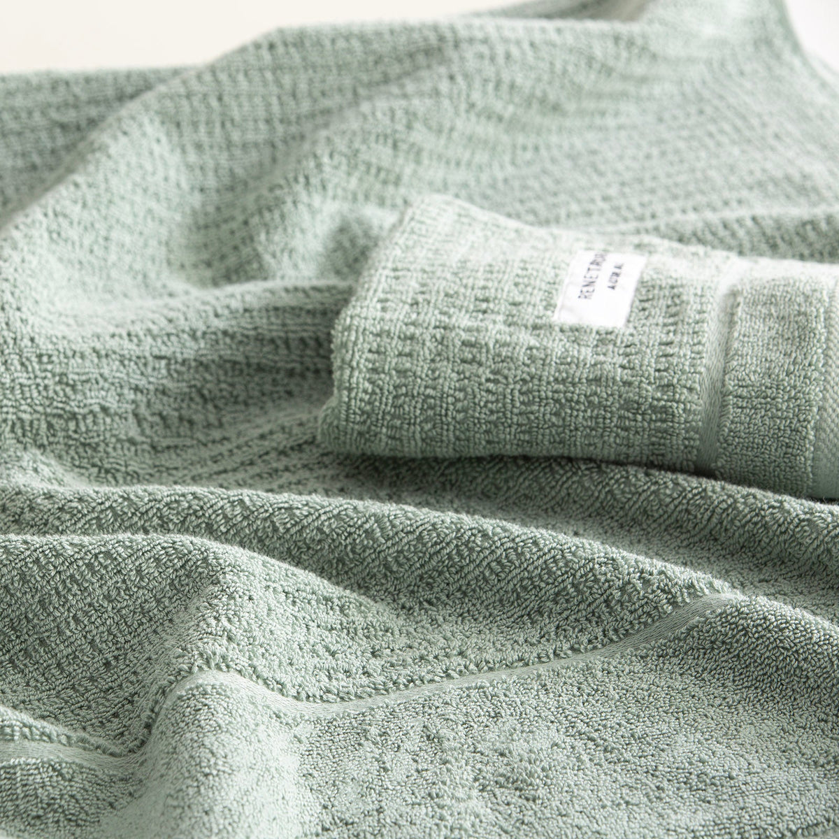 Renee Taylor Cambridge 650 GSM Waffle Cotton Towels - Eucalyptus (Bath, Hand & Face Towel/Bath Sheet & Bath Mat)