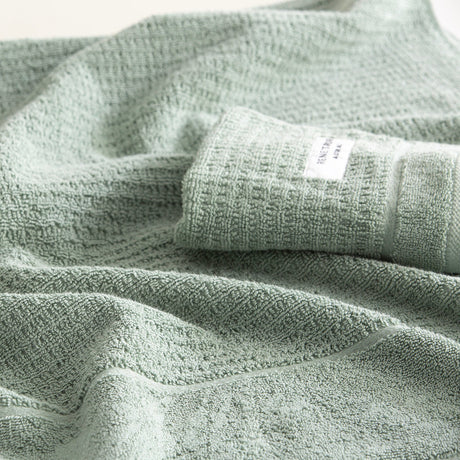 Renee Taylor Cambridge 650 GSM Waffle Cotton Towels - Eucalyptus (Bath, Hand & Face Towel/Bath Sheet & Bath Mat)