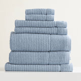 Renee Taylor Cambridge 650 GSM Waffle Cotton Bath Towel Set - Blue Mirage (2 to 14 Piece Packs)