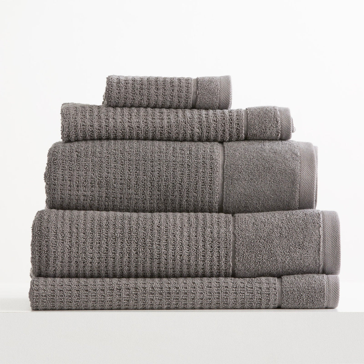 Renee Taylor Cambridge 650 GSM Waffle Cotton Towels - Fossil (Bath, Hand & Face Towel/Bath Sheet & Bath Mat)