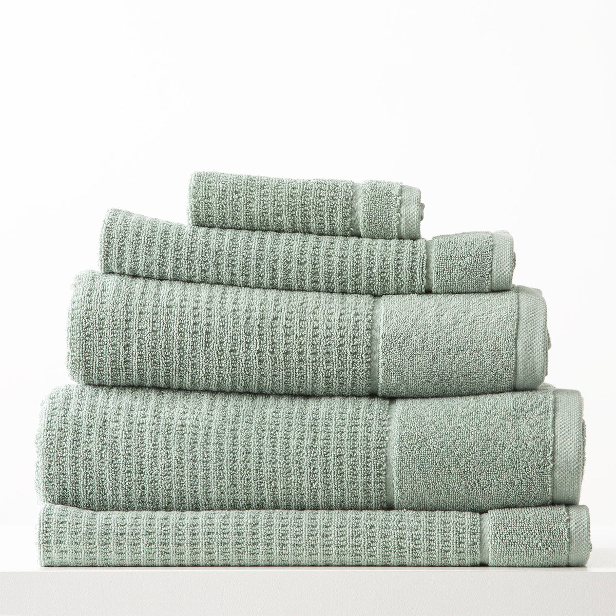 Renee Taylor Cambridge 650 GSM Waffle Cotton Towels - Eucalyptus (Bath, Hand & Face Towel/Bath Sheet & Bath Mat)