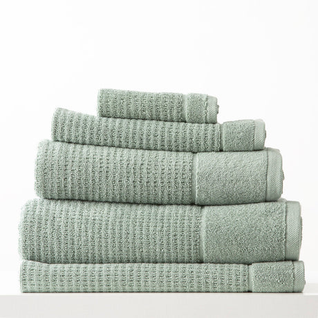 Renee Taylor Cambridge 650 GSM Waffle Cotton Towels - Eucalyptus (Bath, Hand & Face Towel/Bath Sheet & Bath Mat)
