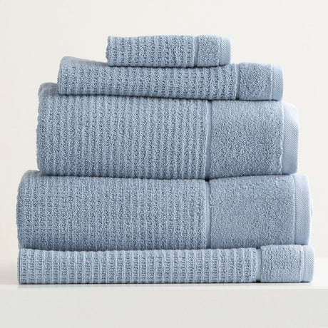 Renee Taylor Cambridge 650 GSM Waffle Cotton Towels - Blue Mirage (Bath, Hand & Face Towel/Bath Sheet & Bath Mat)