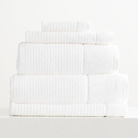 Renee Taylor Cambridge 650 GSM Waffle Cotton Towels - Snow (Bath, Hand & Face Towel/Bath Sheet & Bath Mat)