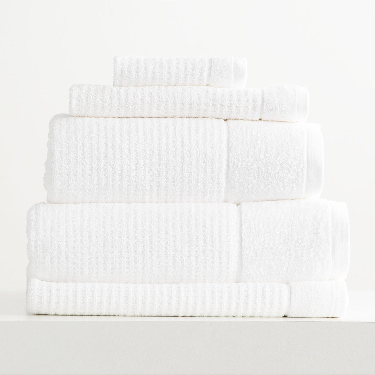 Renee Taylor Cambridge 650 GSM Waffle Cotton Bath Towel Set - Snow (2 to 14 Piece Packs)