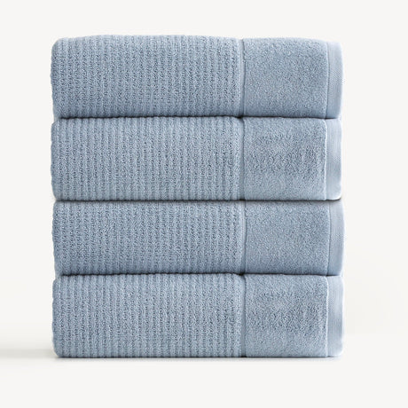 Renee Taylor Cambridge 650 GSM Waffle Cotton Bath Towel Set - Blue Mirage (2 to 14 Piece Packs)