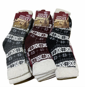 12 Pairs Womens Lambs Wool Socks Bulk Pack - Extra Warm Soft Winter Thermal Socks