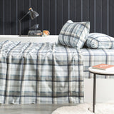 Park Avenue 175 GSM Egyptian Cotton Flannelette Bed Sheet Set - Heathered Plaid