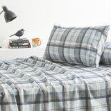 Park Avenue 175 GSM Egyptian Cotton Flannelette Bed Sheet Set - Heathered Plaid