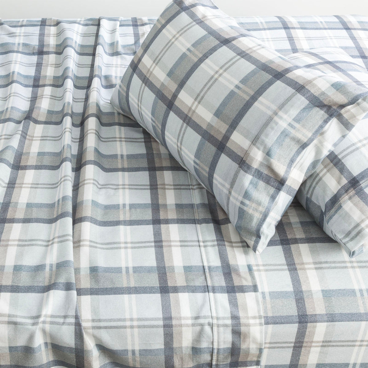 Park Avenue 175 GSM Egyptian Cotton Flannelette Bed Sheet Set - Heathered Plaid