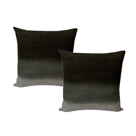 2x Cloud Linen Mira Digital Printed Cotton Cushion - Grey (Square Decorative Throw Pillow Twin Pack - 50 x 50cm)
