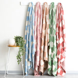 Renee Taylor Newport Check Knit Cotton Decorative Throw Blanket - Blush (130 x 170cm)