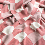 Renee Taylor Newport Check Knit Cotton Decorative Throw Blanket - Rust (130 x 170cm)