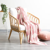 Renee Taylor Newport Check Knit Cotton Decorative Throw Blanket - Blush (130 x 170cm)