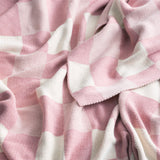 Renee Taylor Newport Check Knit Cotton Decorative Throw Blanket - Blush (130 x 170cm)