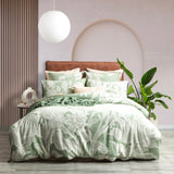 Renee Taylor Bentley Floral Cotton Jacquard Quilt Cover Set - Sage Green (OEKO-TEX Certified)