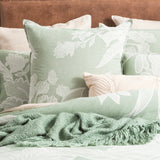 Renee Taylor Bentley Floral Cotton Jacquard Quilt Cover Set - Sage Green (OEKO-TEX Certified)