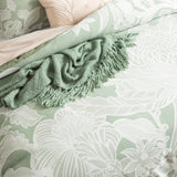 Renee Taylor Bentley Floral Cotton Jacquard Quilt Cover Set - Sage Green (OEKO-TEX Certified)
