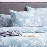 Renee Taylor Native Floral Cotton Jacquard Quilt Cover Set - French Blue (OEKO-TEX Certified)