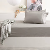 Park Avenue 500TC Natural Bamboo Cotton Fitted Sheet & Pillowcase Set - Charcoal (Anti-Wrinkle Satin Finish)
