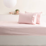 Park Avenue 500TC Natural Bamboo Cotton Kids Fitted Sheet & Pillowcase Set - Peach (Anti-Wrinkle Satin Finish)