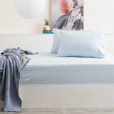 Park Avenue 500TC Natural Bamboo Cotton Kids Fitted Sheet & Pillowcase Set - Mid Blue (Anti-Wrinkle Satin Finish)