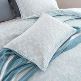 Renee Taylor Jervis Check Jacquard Quilt Cover Set - French Blue (OEKO-TEX Certified)