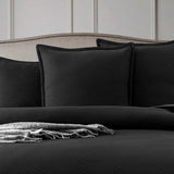 Renee Taylor Chevron Embossed Jacquard Quilt Cover Set - Black (OEKO-TEX Certified)