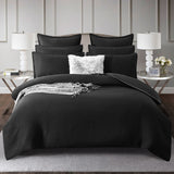 Renee Taylor Chevron Embossed Jacquard Quilt Cover Set - Black (OEKO-TEX Certified)