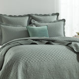 Renee Taylor Scallop Jacquard Coverlet Set - Juniper (OEKO-TEX Certified Bedspread)